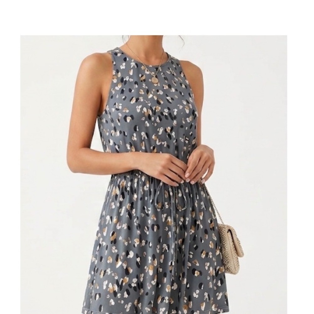 Betsey's Boutique Shop Blue Abstract Print Sleeveless Drawstring Dress XL